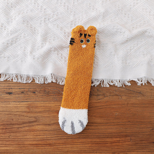 PounceToes Fleece Animal Pattern Socks